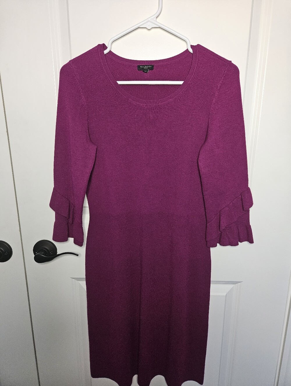 Talbots Petites Women's Knit Sweater Dress Pink Scoop Neck Size P